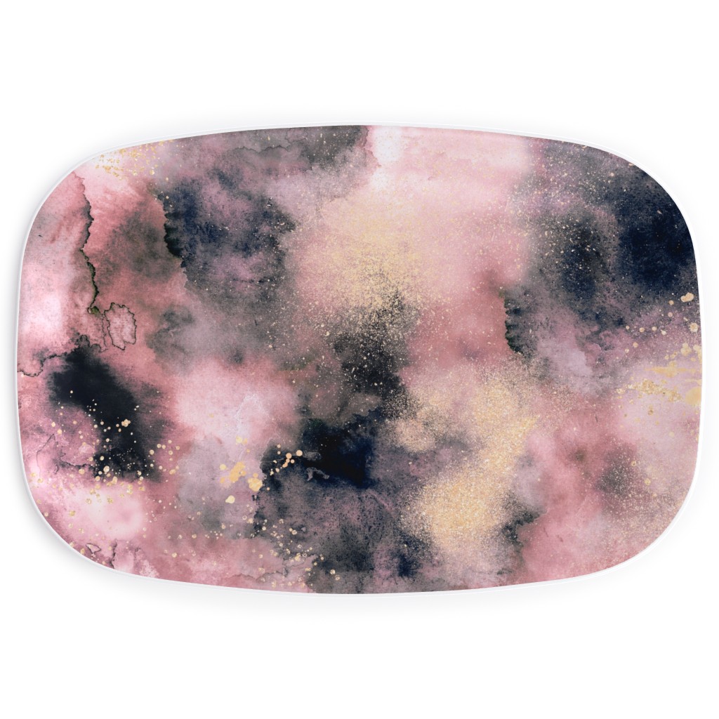 Watercolor Marble - Pink Serving Platter, Pink, Bright Pink