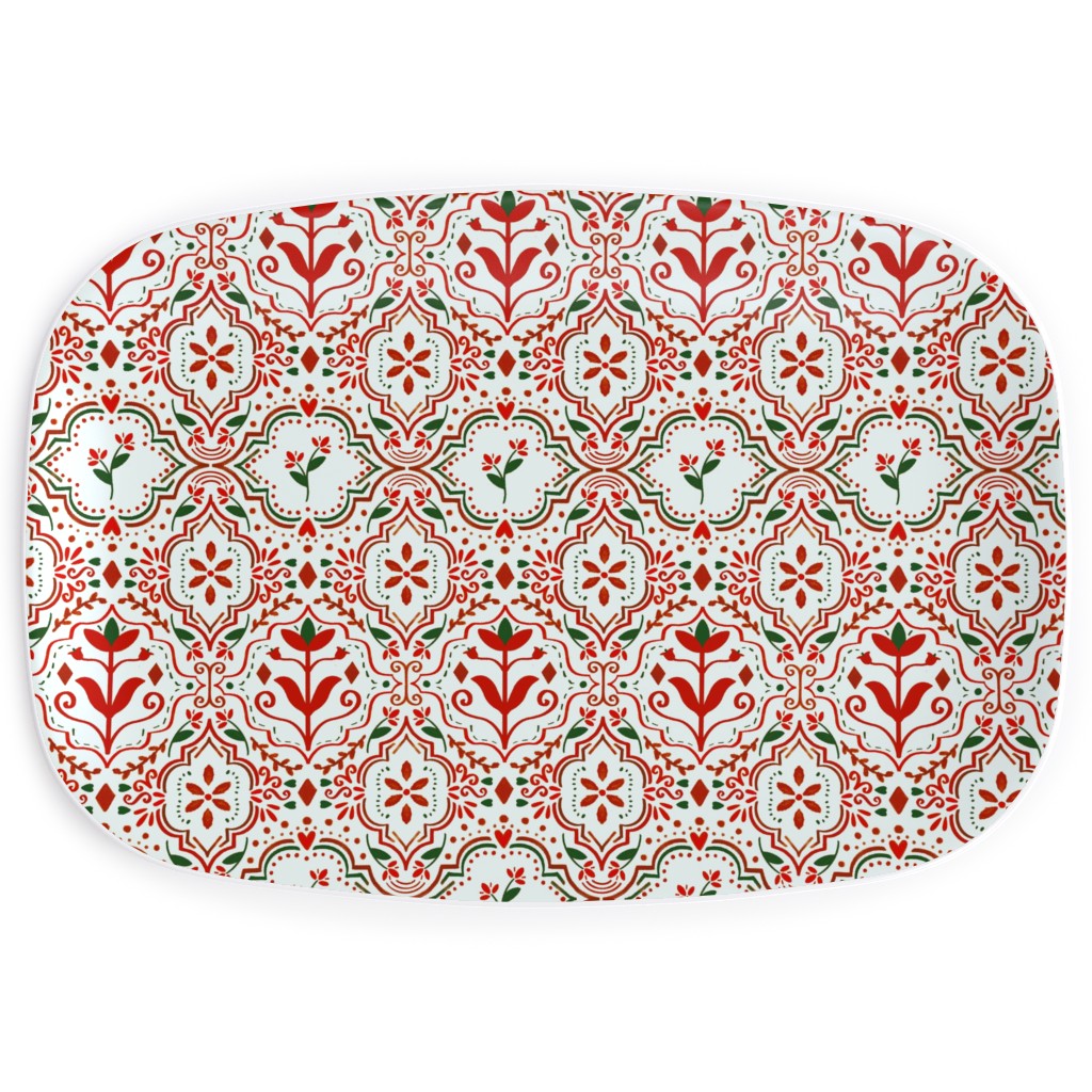 Moroccan Christmas Serving Platter, Red