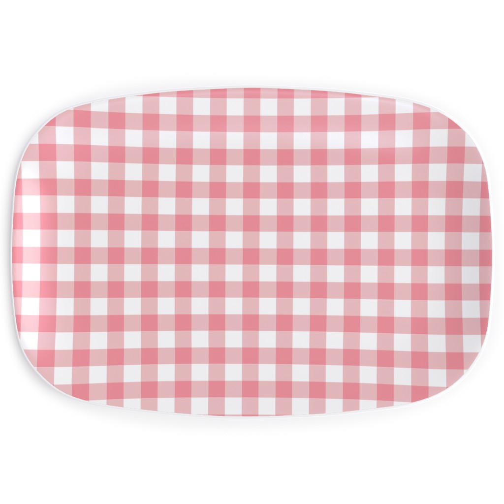Simple Gingham Serving Platter, Pink