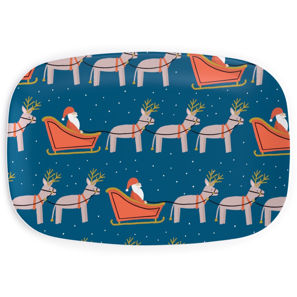 Santa Claus Serving Platter, Blue, Slate Blue