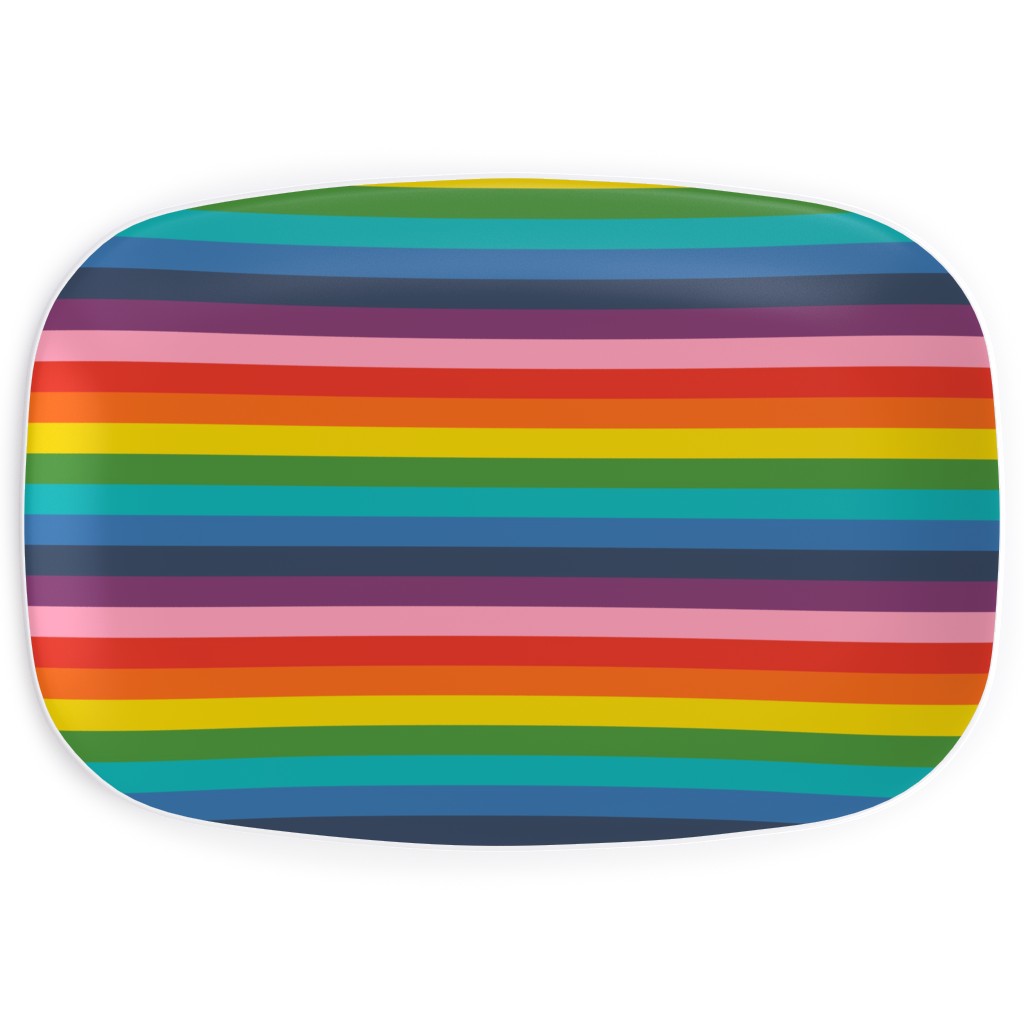 Colorful Live - Rainbow Stripe Serving Platter, Multicolor