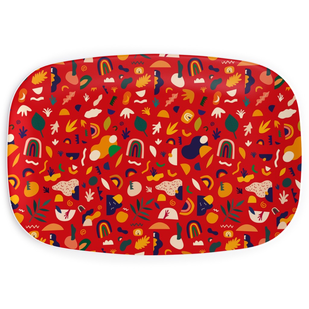 Seamless Pattern - Red Serving Platter, Red