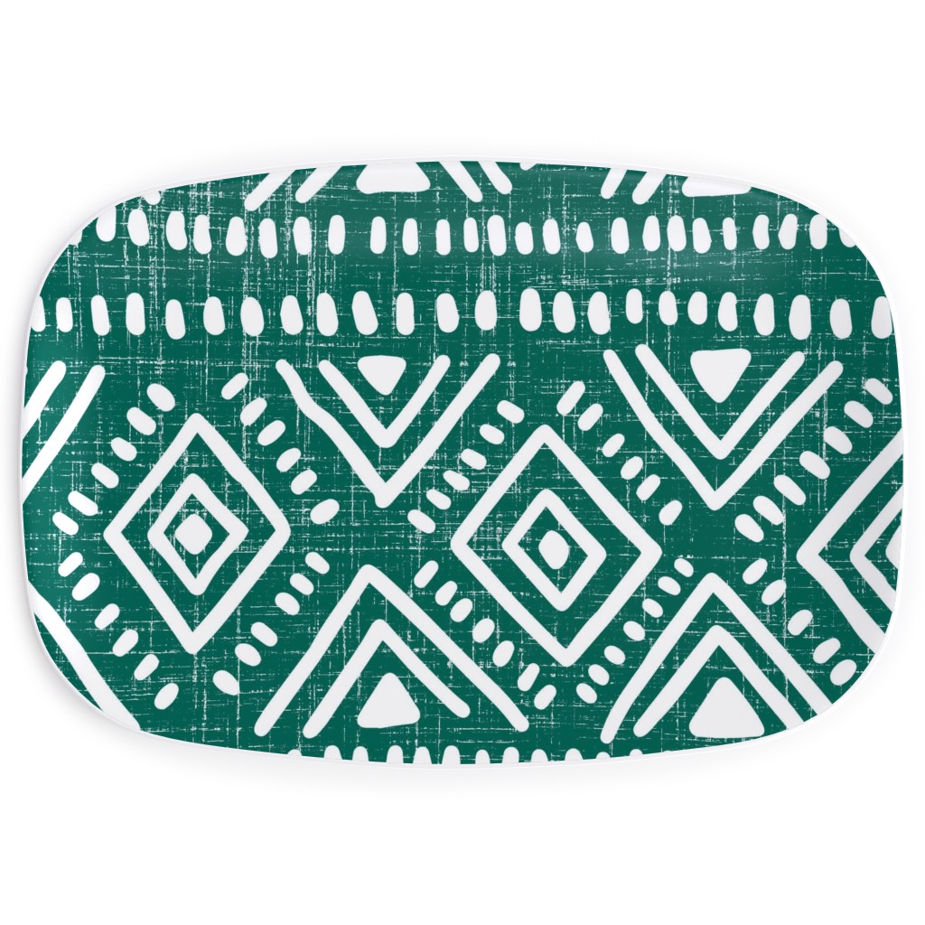 Abstract Diamond Serving Platter, Green, Lake