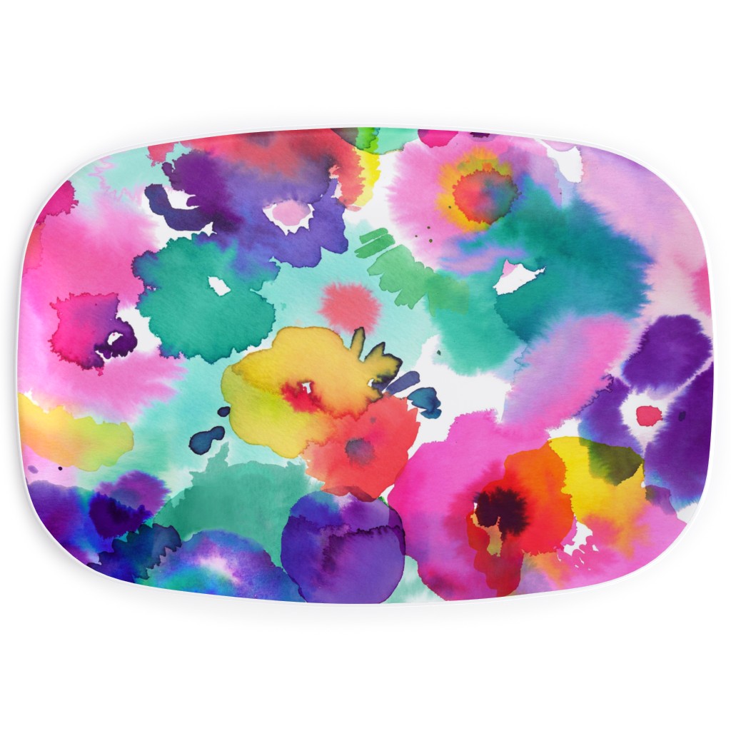 Abstract Floral Watercolor - Multi Serving Platter, Multicolor