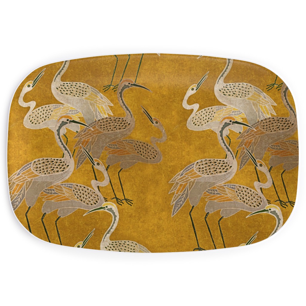 Deco Cranes - Golden Hour Serving Platter, Yellow