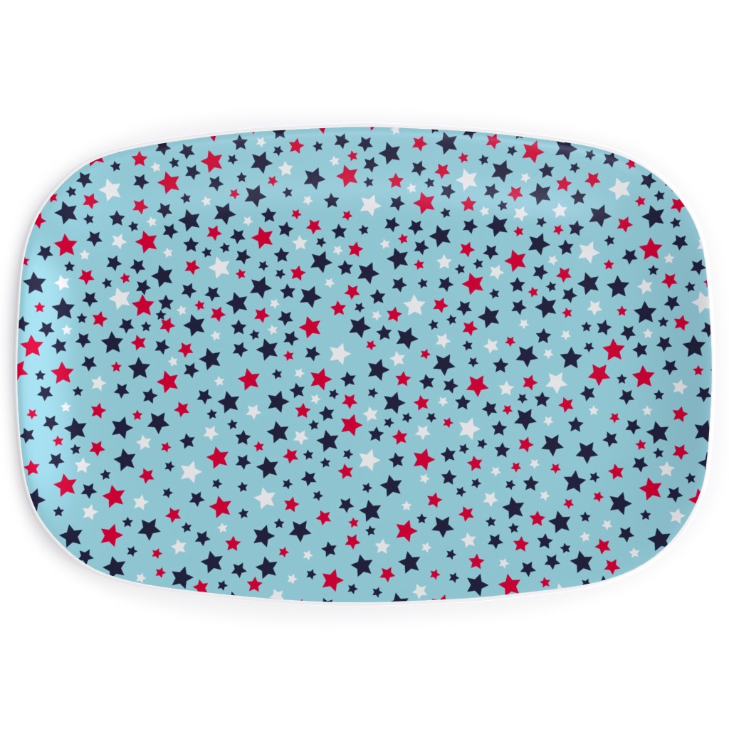 Scattered Stars - Blue Red and White Serving Platter, Blue