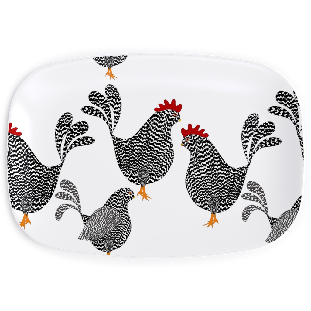 Chick, Chick, Chickens - Neutral Serving Platter, White, White