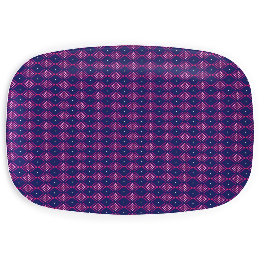 Tribal Geometric - Navy and Purple Serving Platter, Blue