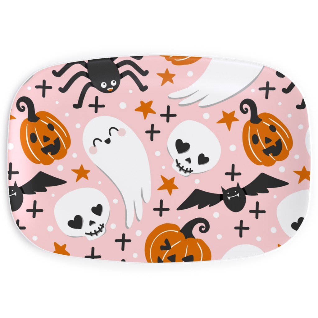 Cute Halloween - Pink Serving Platter, Pink