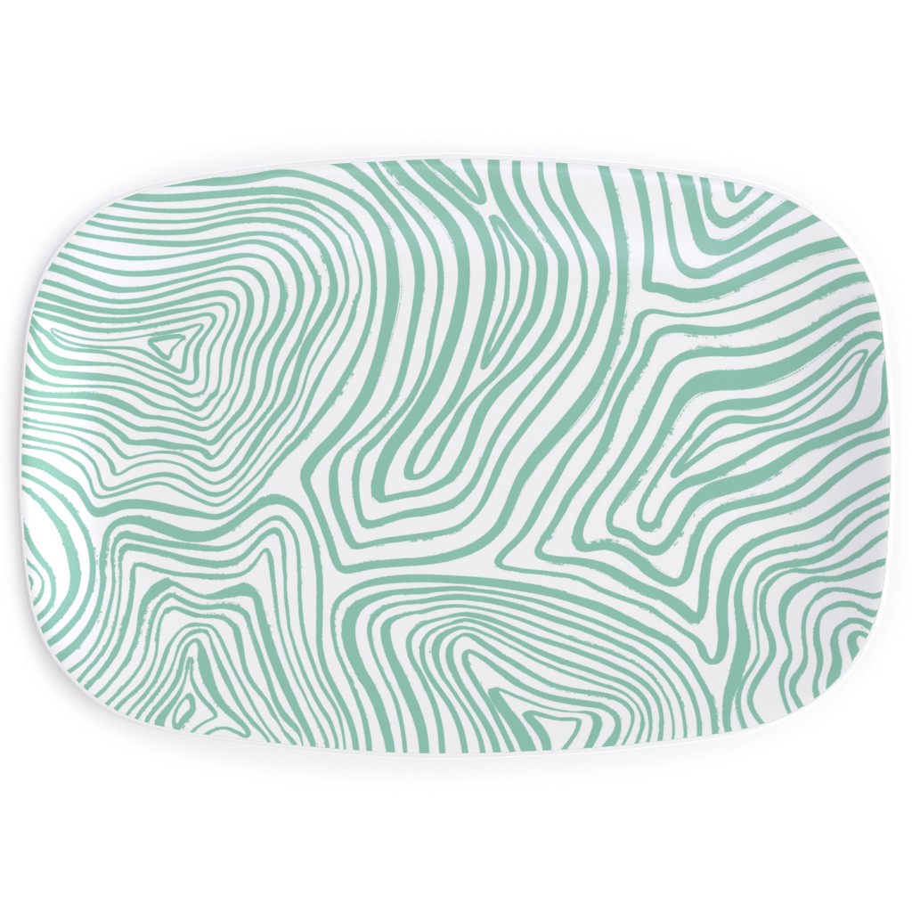 Abstract Wavy Lines - Green Serving Platter, Green