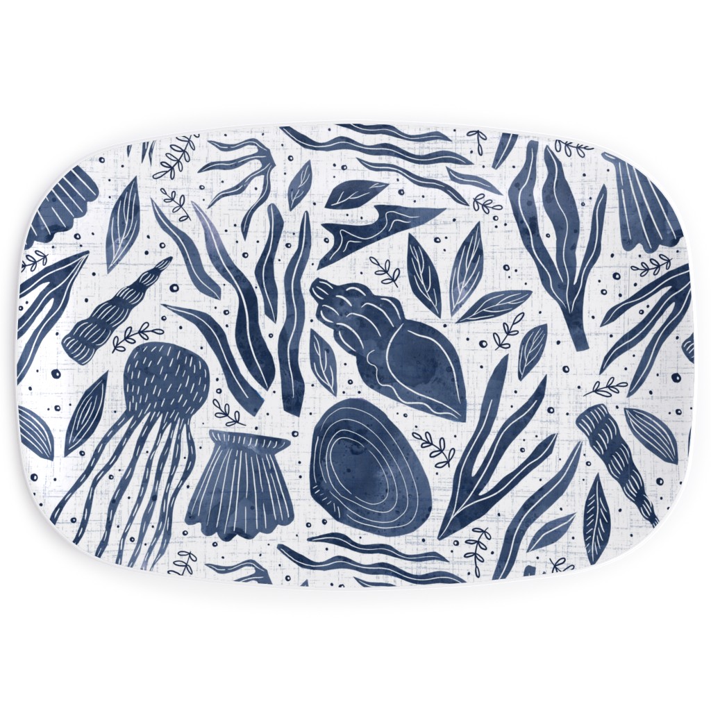 Sea Shells - Navy Serving Platter, Blue