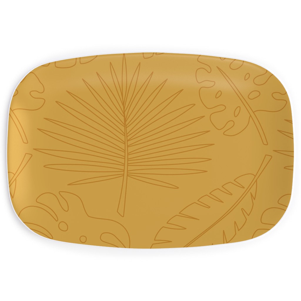 Tropical Leaves - Gold Serving Platter, Yellow