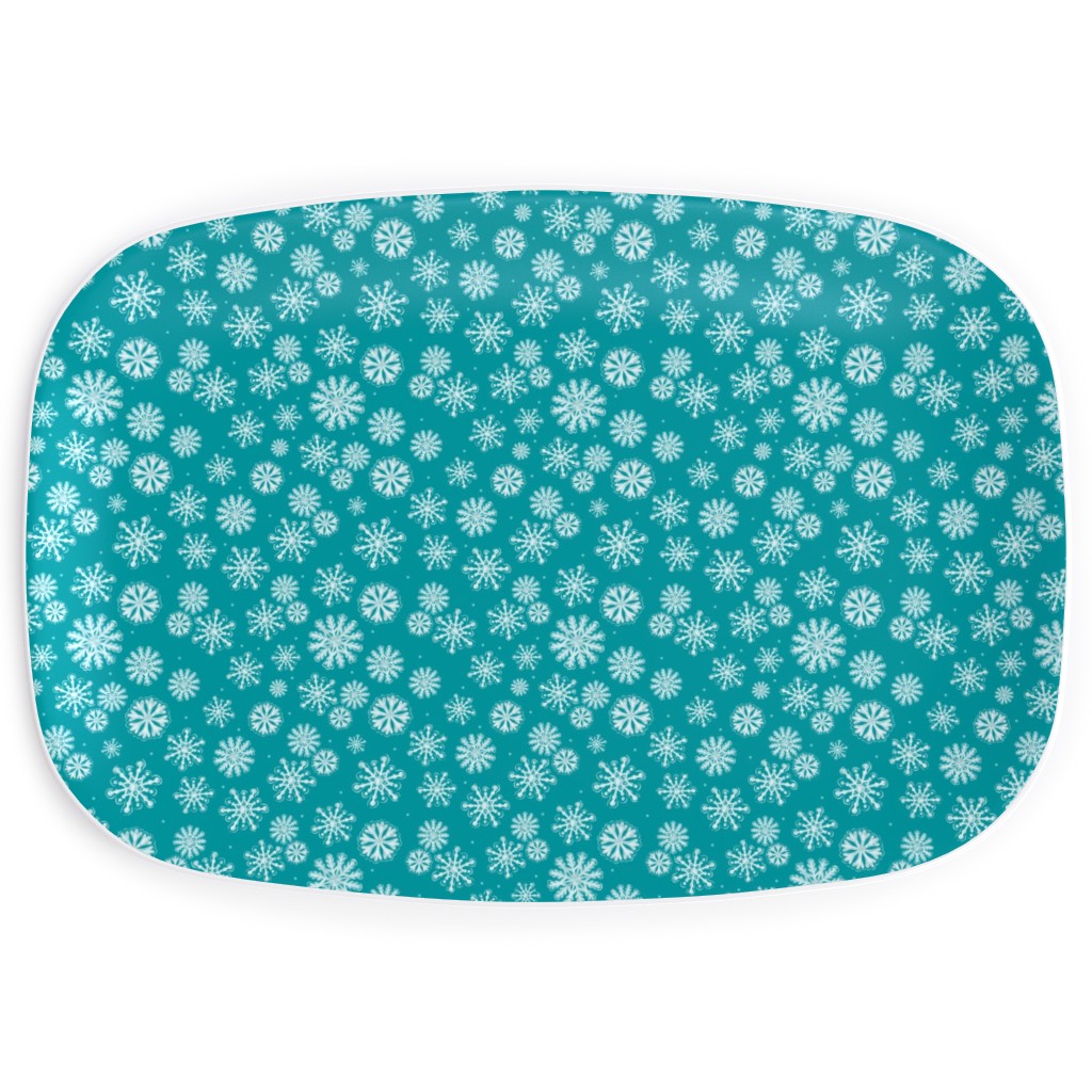 Let It Snow Snowflakes - Blue Serving Platter, Blue