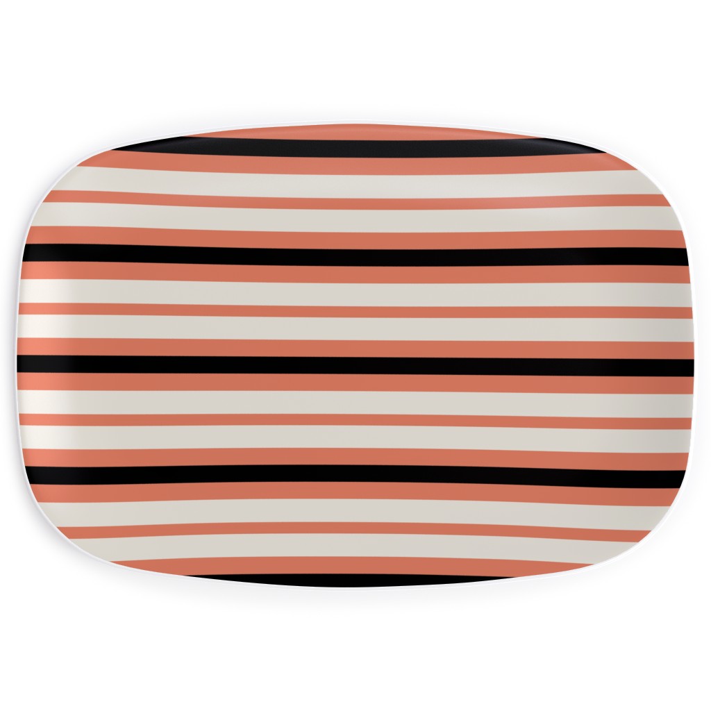 Spooky Halloween Stripe Serving Platter, Multicolor