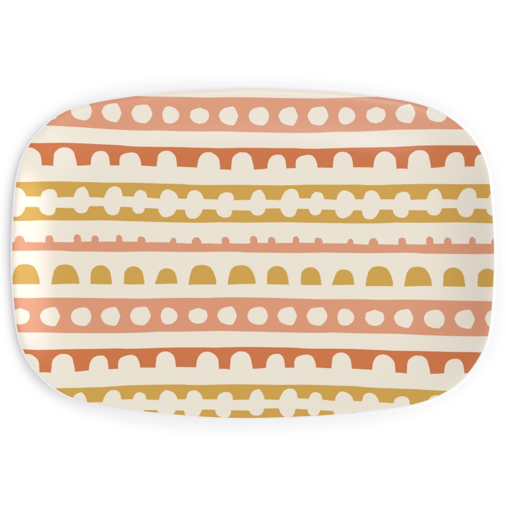 Wonky Papercut Stripes - Multi Serving Platter, Multicolor