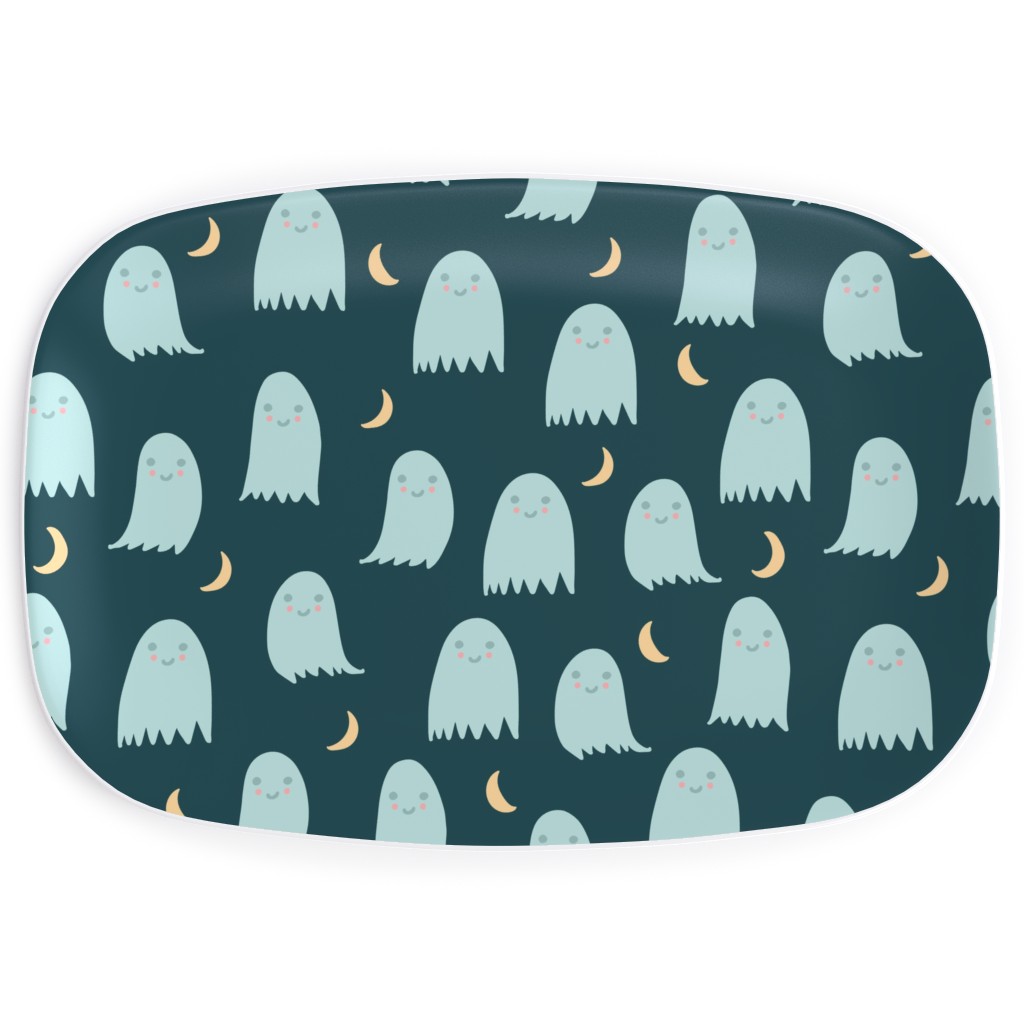 Cute Halloween Ghosts Serving Platter, Green