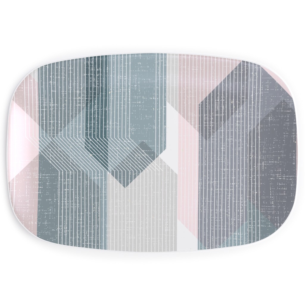 Deco Mod Hex Reflections Serving Platter, Gray