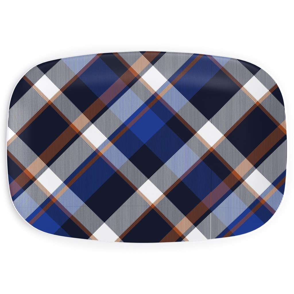 Cora's Plaid - Blue Serving Platter, Blue, True Blue
