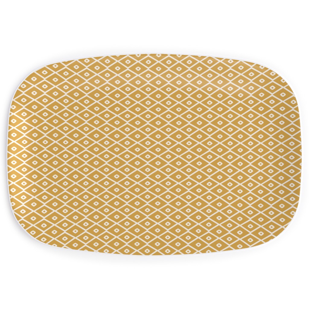 Pinecone Geo - Golden Serving Platter, Yellow, Classic Yellow