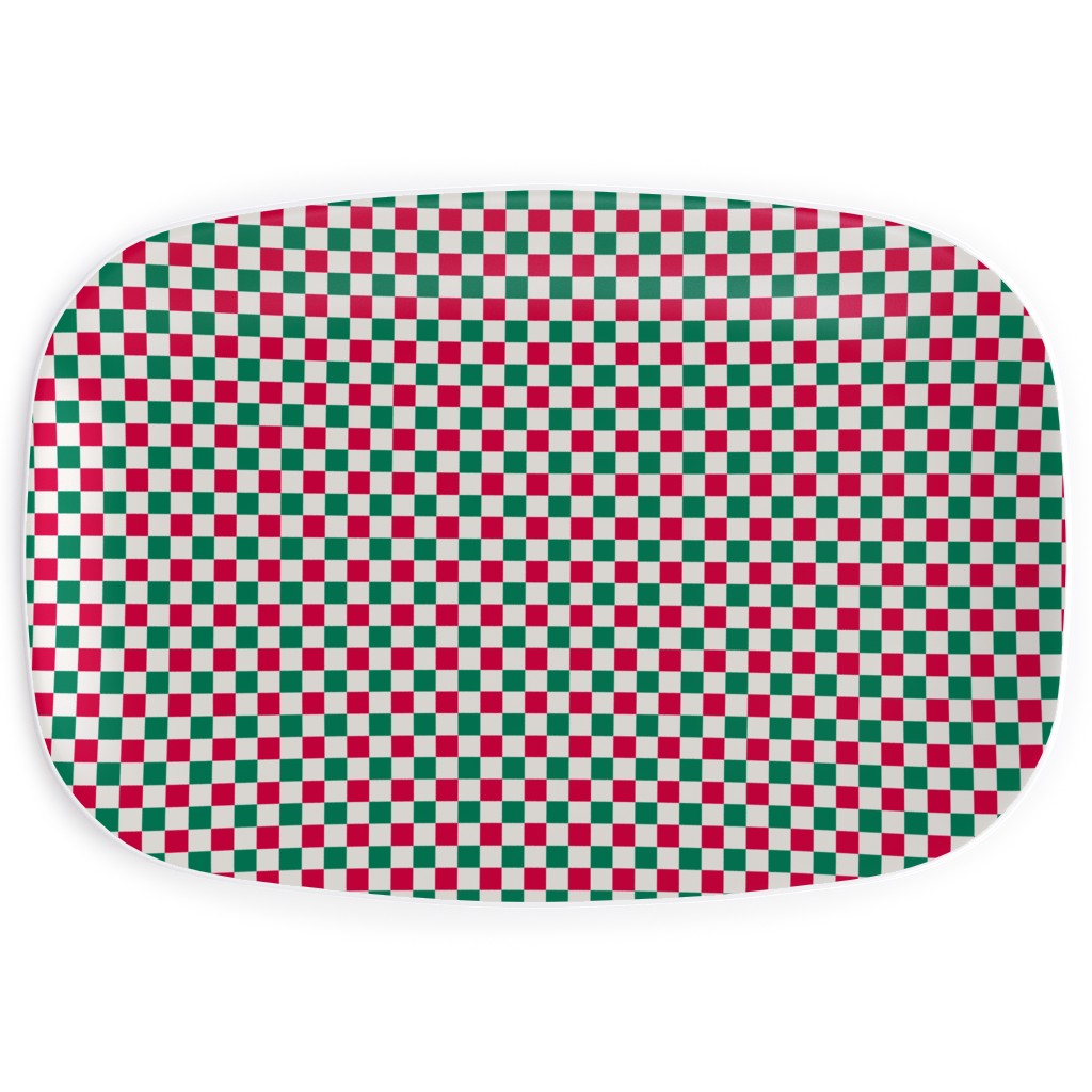 Winter Gingham - Red and Green Serving Platter, Multicolor
