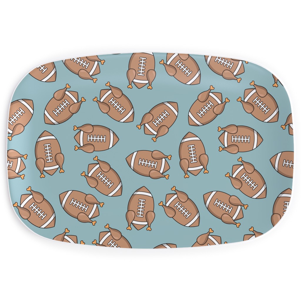 Turkey Football Serving Platter, Orange, Silver