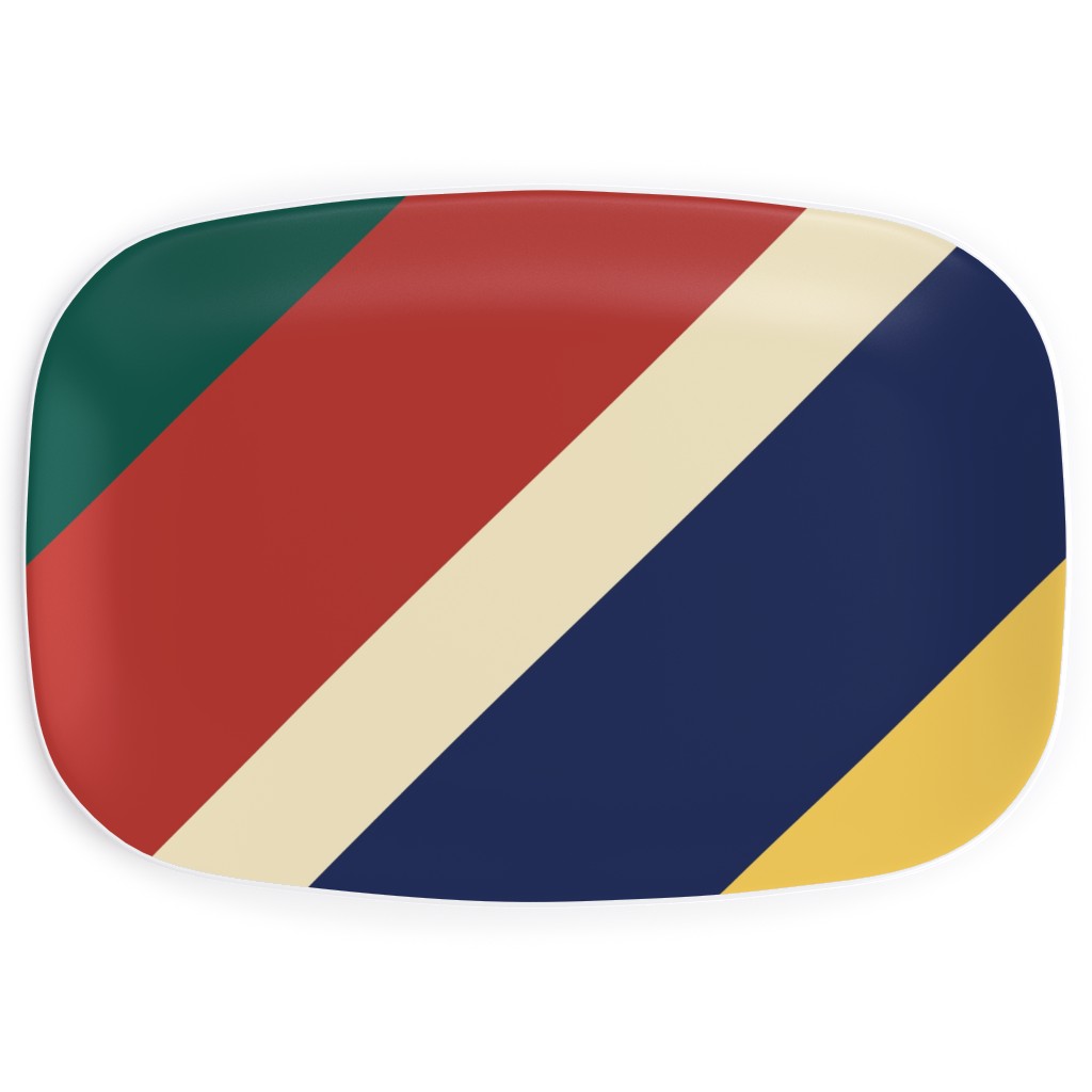 Camping Stripe Diagonal - Multi Serving Platter, Multicolor