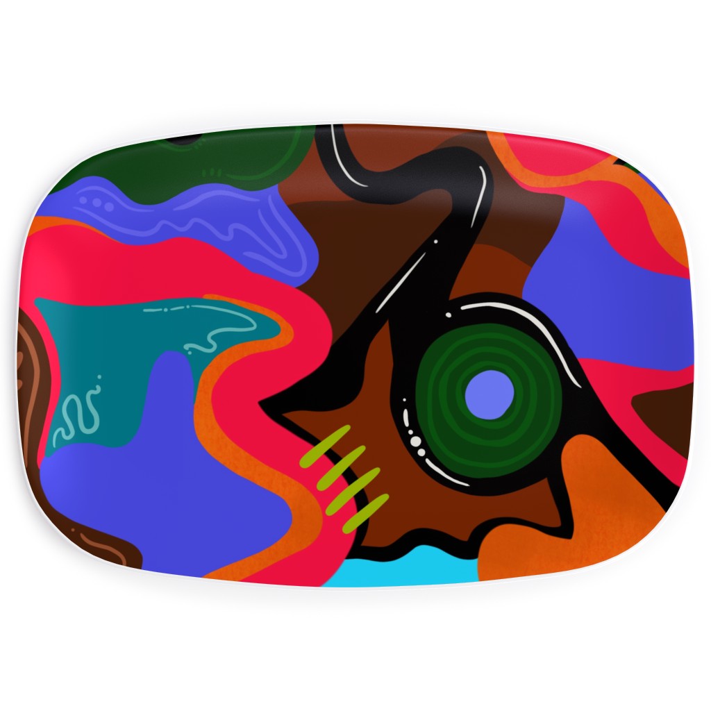 Keep Flowing- Multicolored Abstract Serving Platter, Multicolor