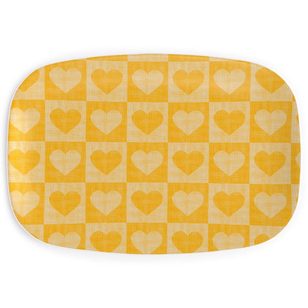 Love Hearts Check - Yellow Serving Platter, Yellow, Classic Yellow