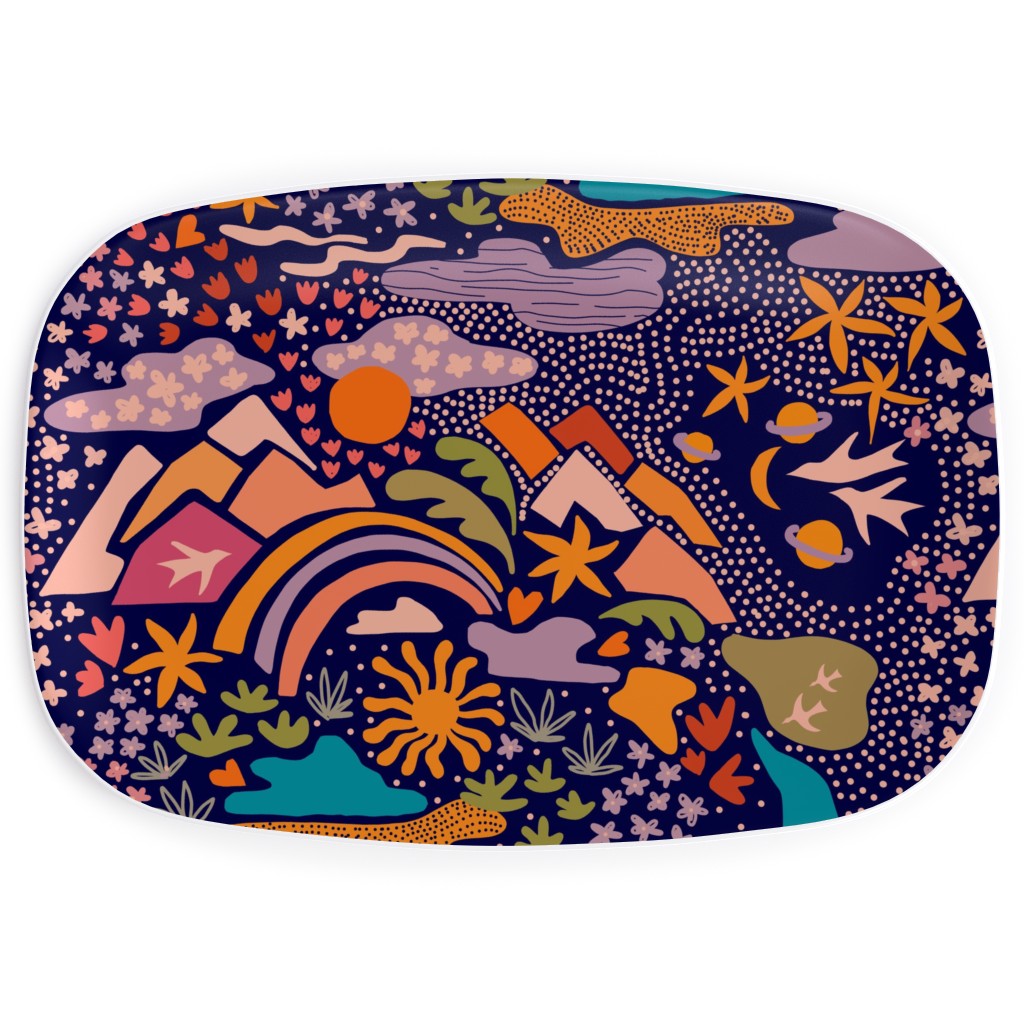 Outdoor Adventure - Dark Blue Serving Platter, Multicolor