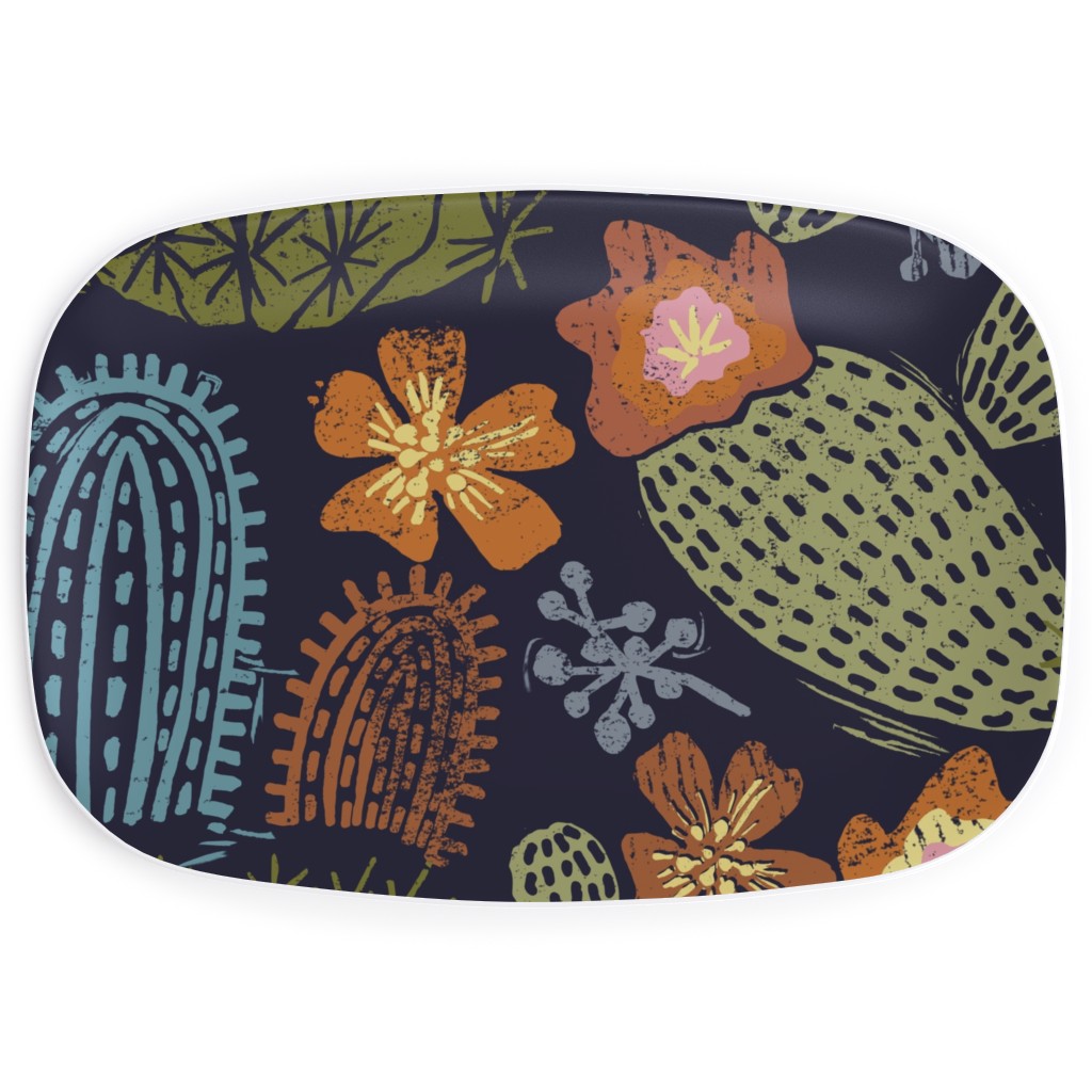 Cactus Garden - Dark Serving Platter, Green, Classic Green