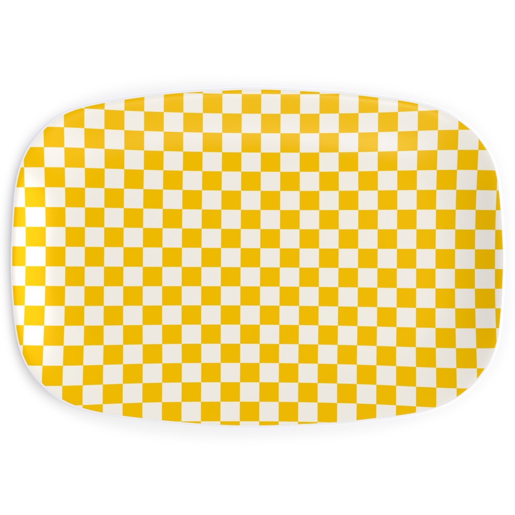 Checkered Pattern - Yellow Serving Platter, Yellow