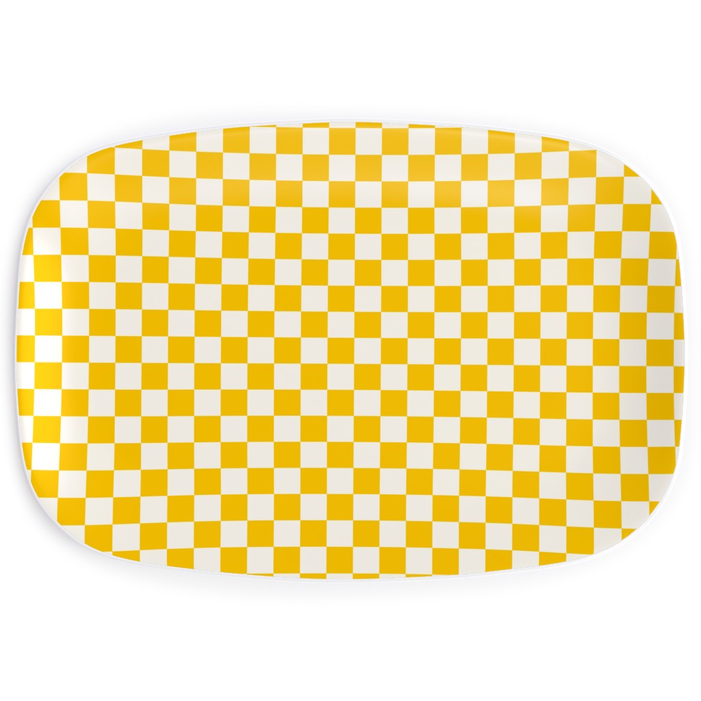 Checkered Pattern - Yellow Serving Platter, Yellow, Classic Yellow