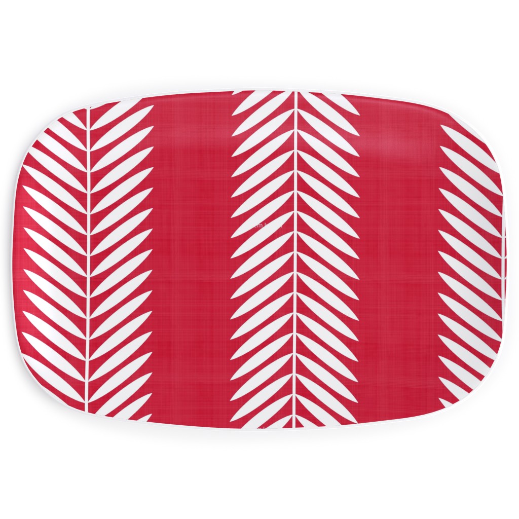 Laurel Leaf Stripe Serving Platter, Red, Apple