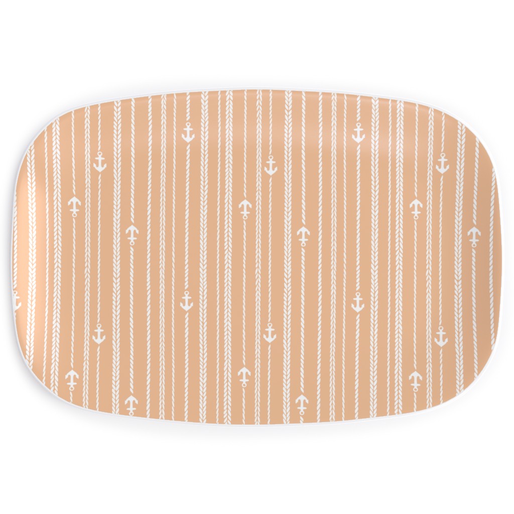 Ropes and Anchors - Orange and White Serving Platter, Orange, Orange