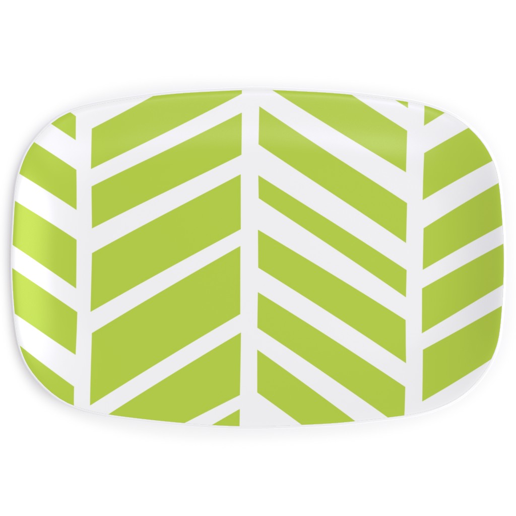 Herringbone Tender Shoots Serving Platter, Green, Lime