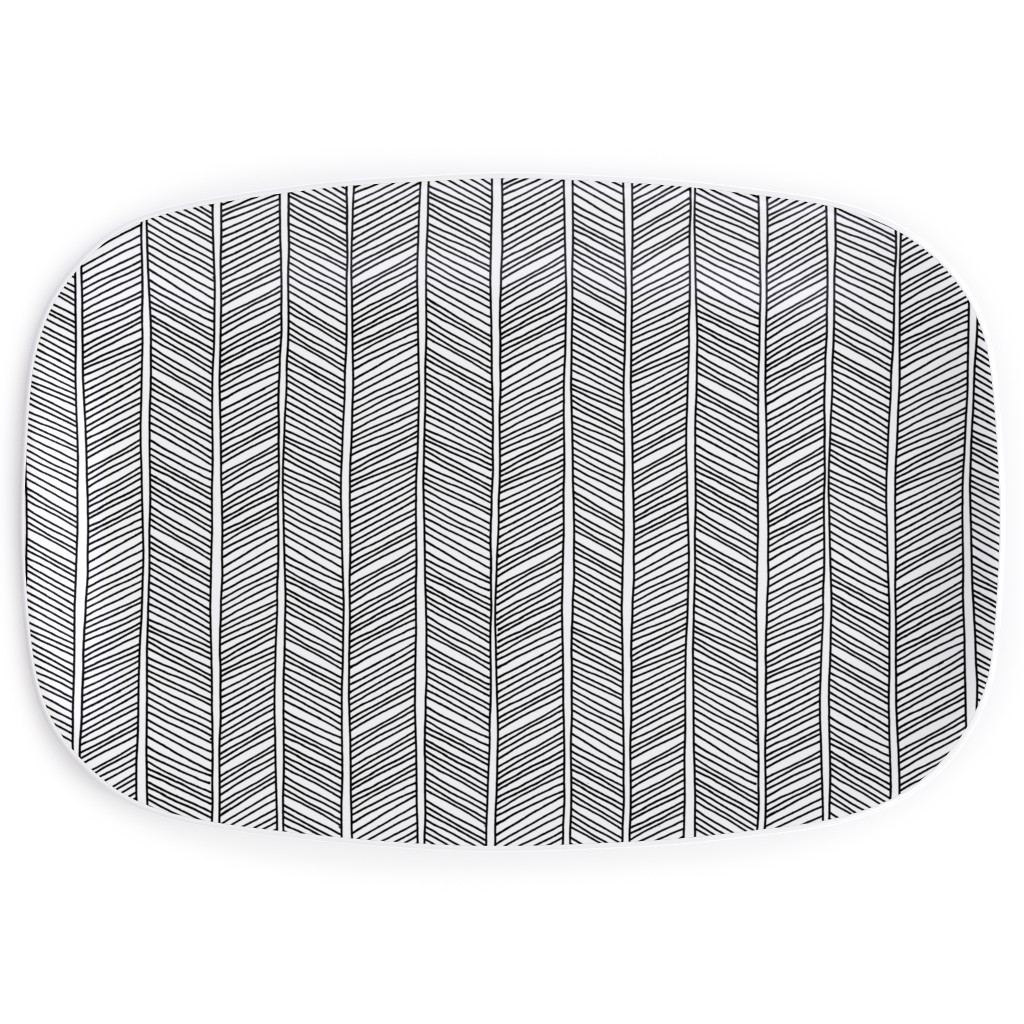 Vines + Lines - Neutral Serving Platter, Black, Black