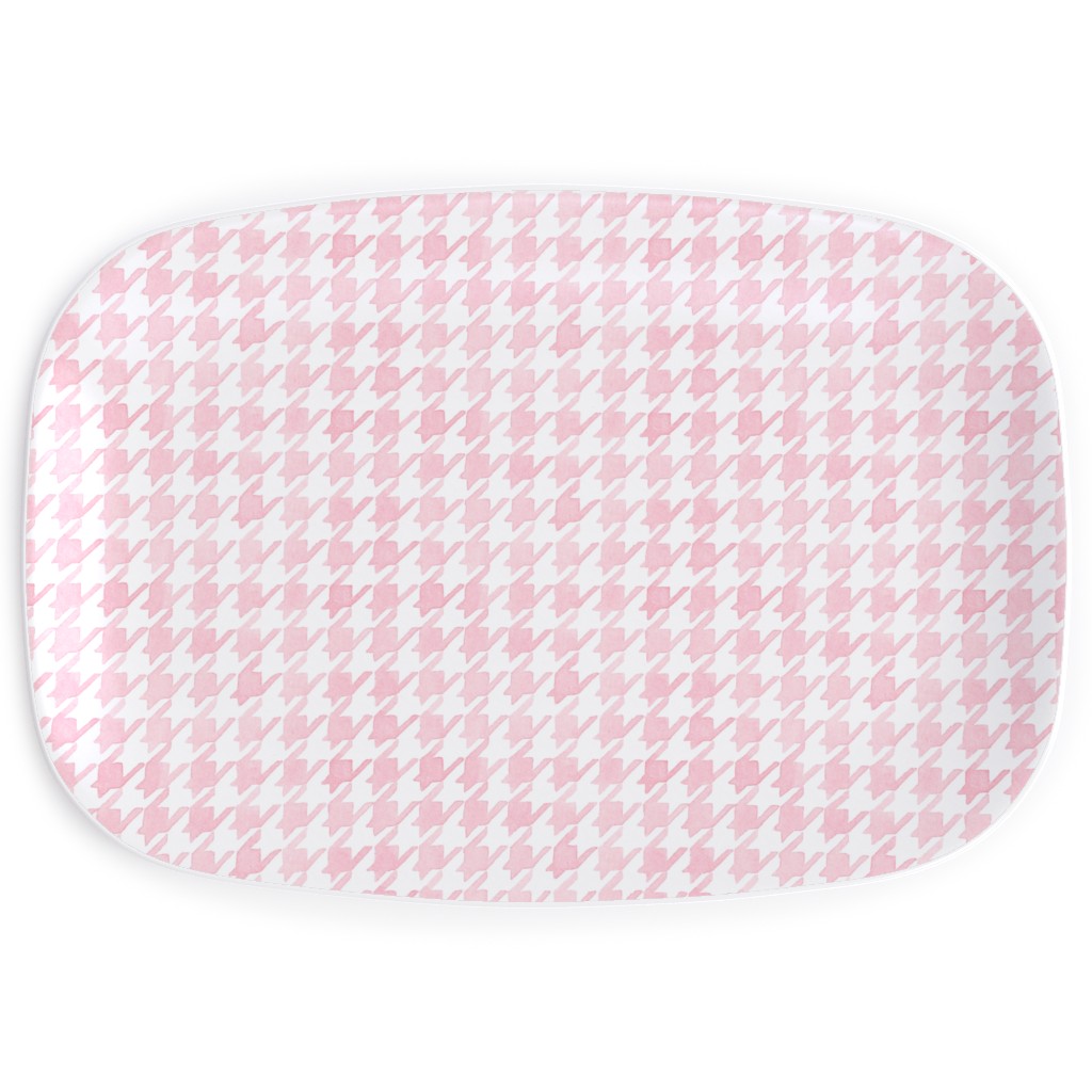 Happy Houndstooth Serving Platter, Pink, Pearl