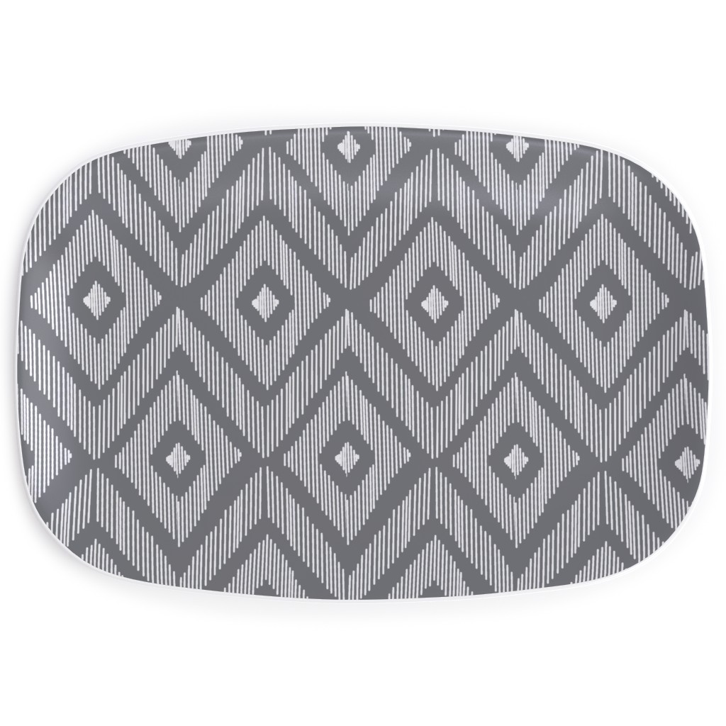 Ikat Serving Platter, Gray