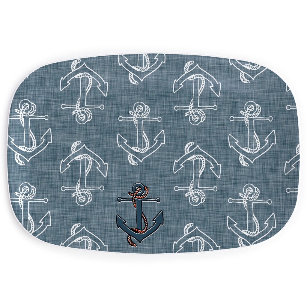 Anchors Away - Textured Blue Serving Platter, Blue, True Blue