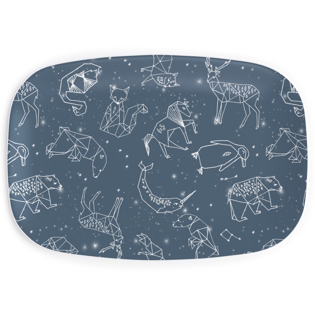 Animal Geometric Constellations Serving Platter, Blue