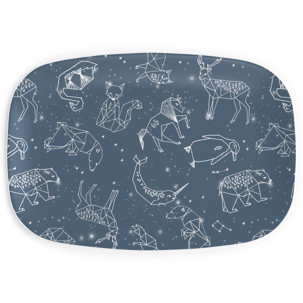 Animal Geometric Constellations Serving Platter, Blue, True Blue