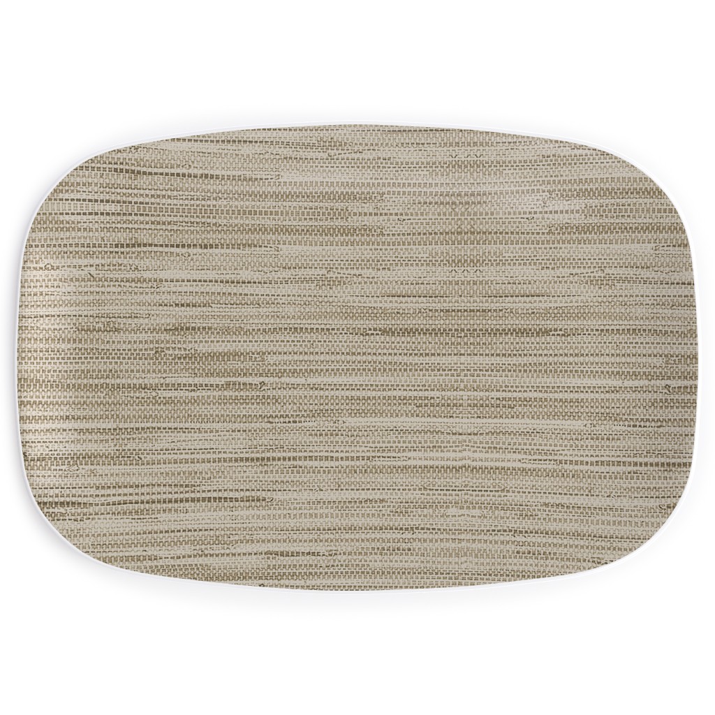 Grasscloth Serving Platter, Beige