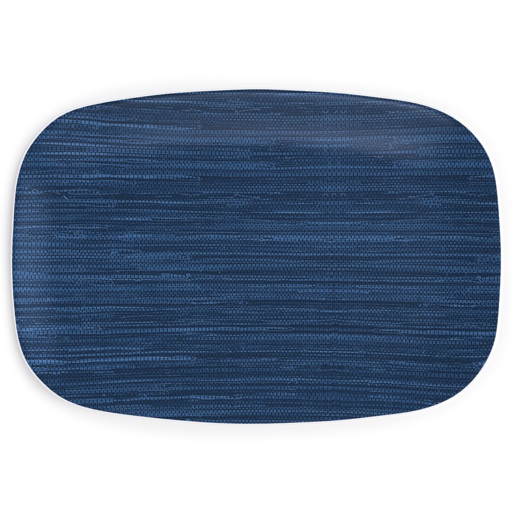 Grasscloth Serving Platter, Blue