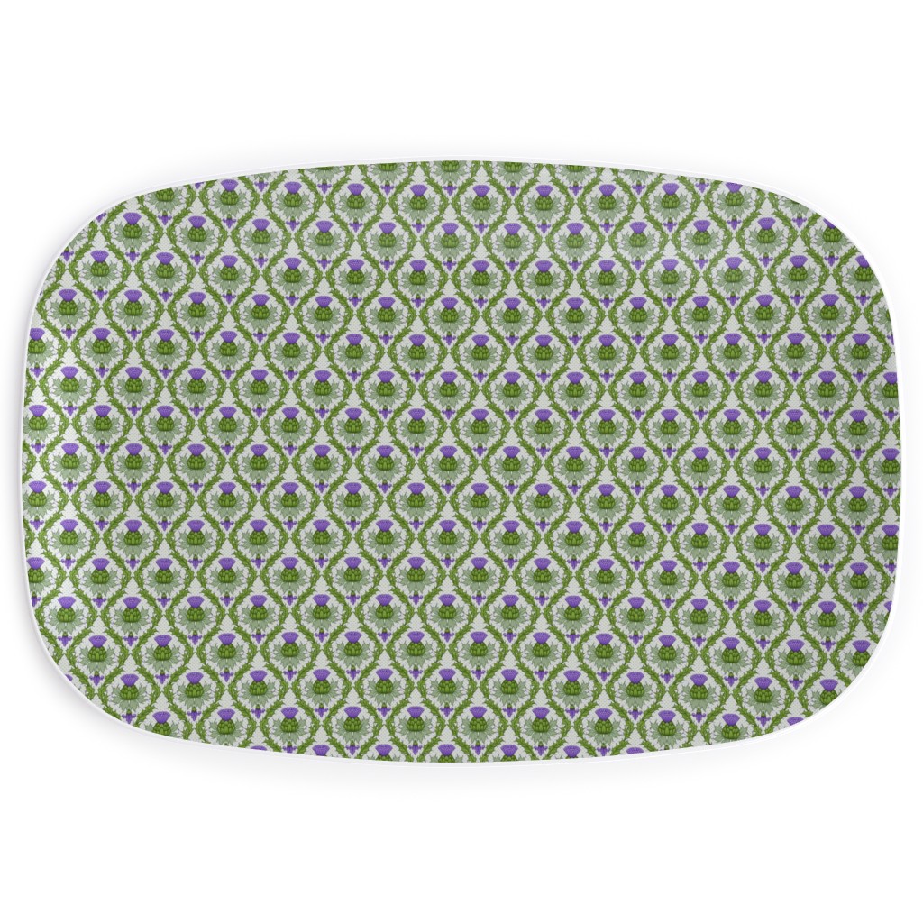 Thistle Damask - Green Serving Platter, Green