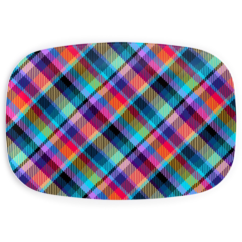 Madras Plaid - Tropical Night Serving Platter, Multicolor