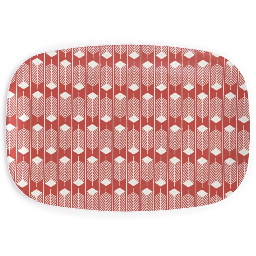 Feathers Charging - Red Serving Platter, Red, Red