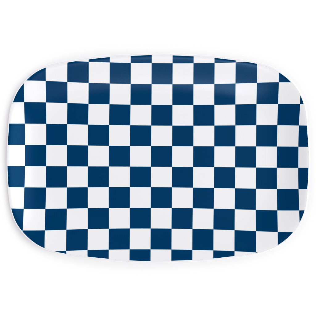 Wonderland Checkerboard - Lonely Angel Blue & White Serving Platter, Blue, True Blue