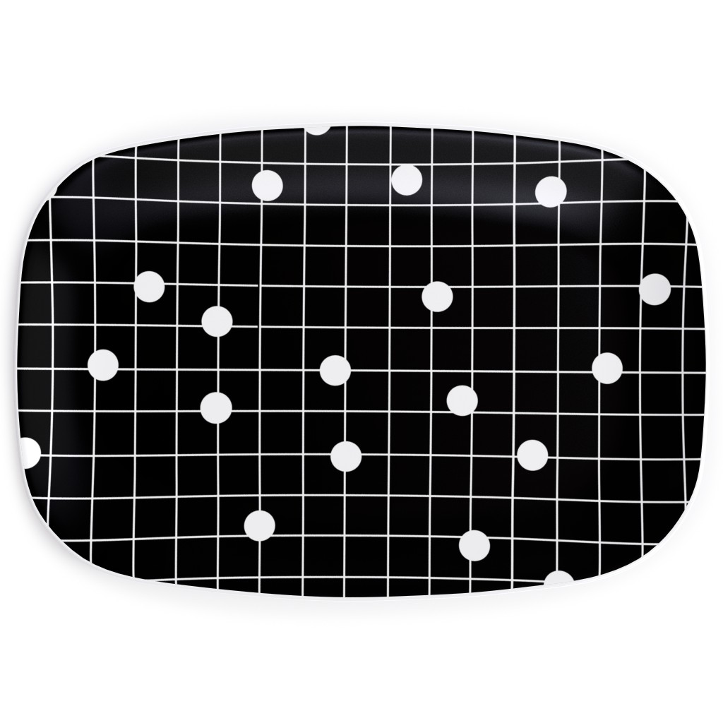 Dot Line - Black and White Serving Platter, Black