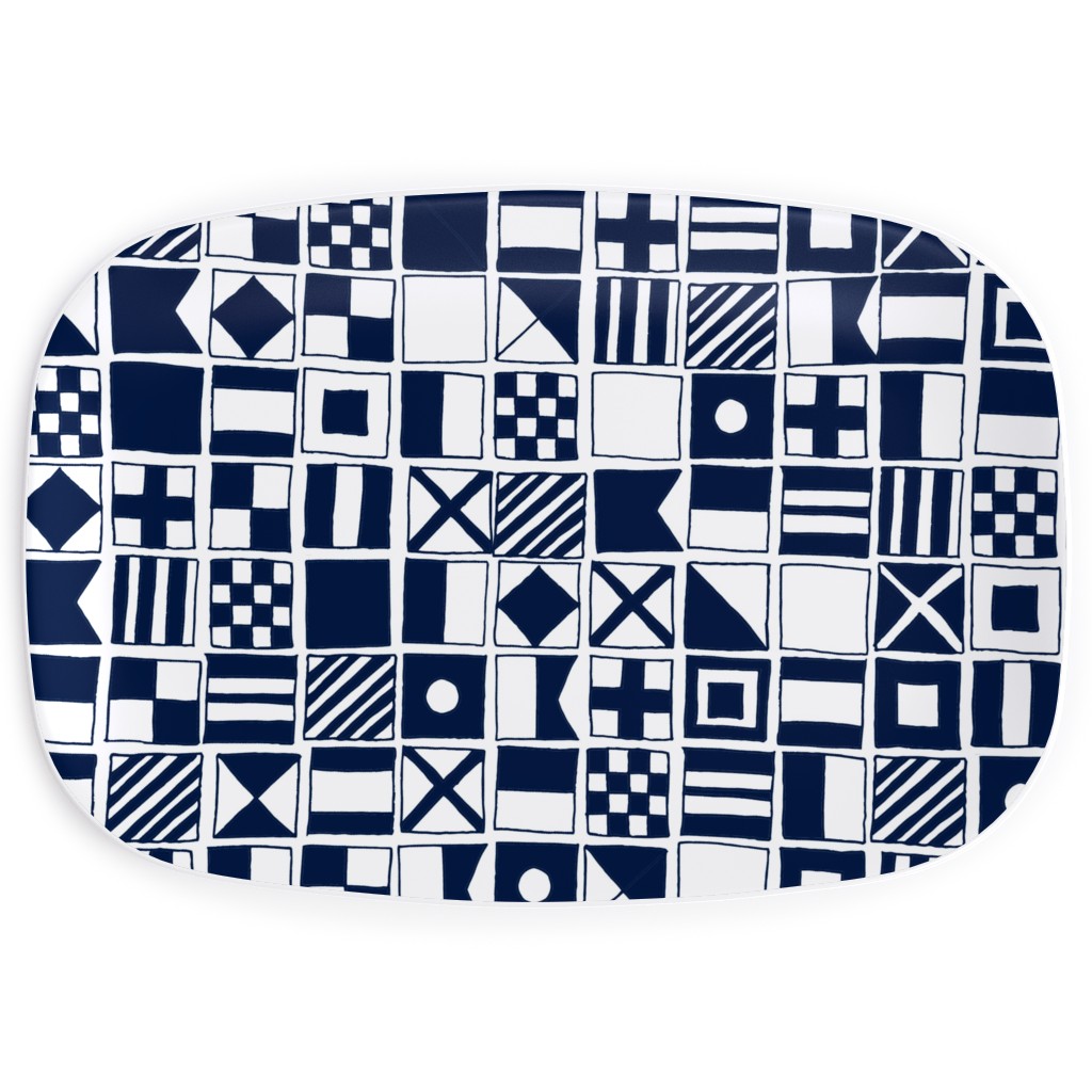 Sailing Flags - Navy Blue Serving Platter, Blue