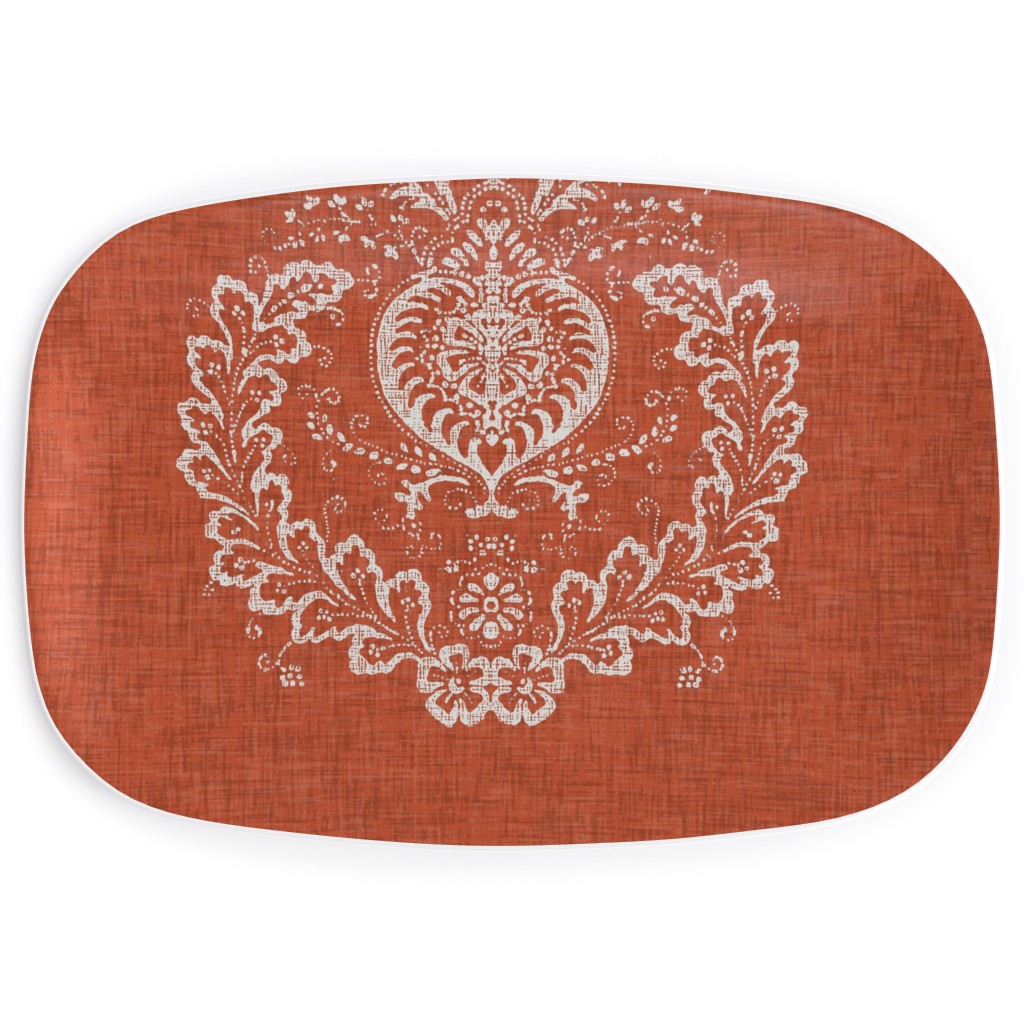 Antibes Batik Medallion Serving Platter, Orange, Fawn